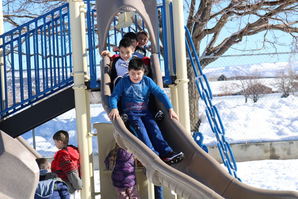 Children on a slide