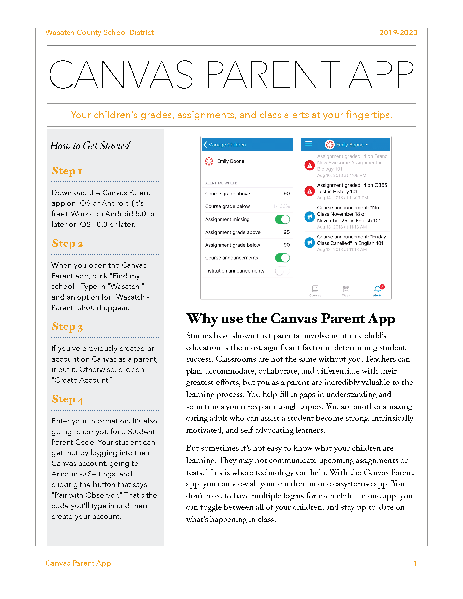 Canvas for Parents Wasatch High School